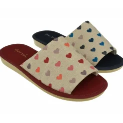 Garzon Chinelas|Zapatilla Chinela De En Lona Estampada Corazones Con Piso Microporoso Aligerado Especial Parquet