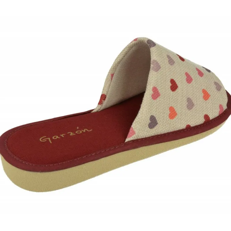Garzon Chinelas|Zapatilla Chinela De En Lona Estampada Corazones Con Piso Microporoso Aligerado Especial Parquet