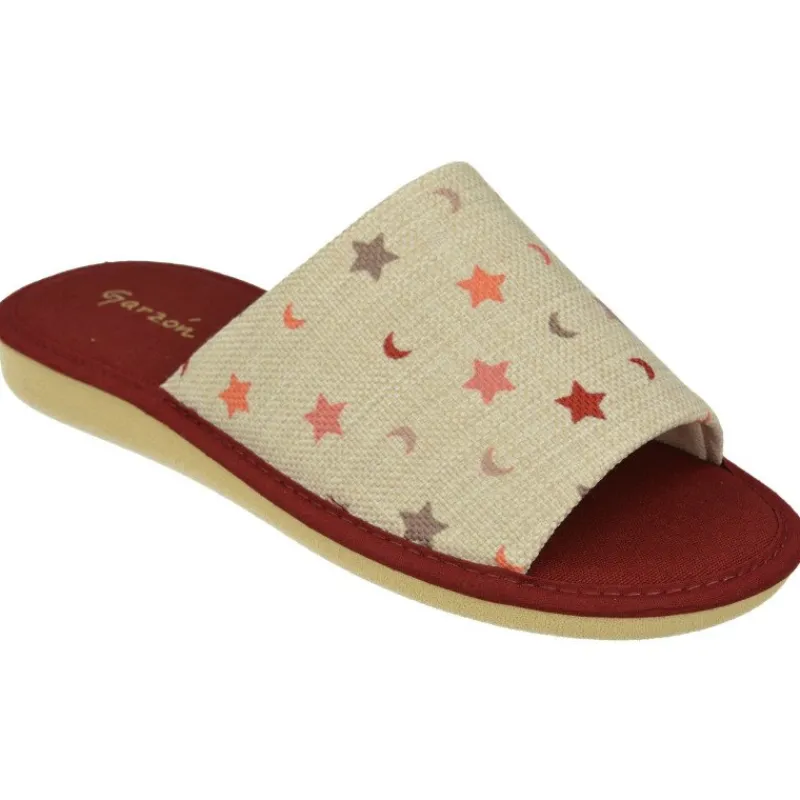Garzon Chinelas|Zapatilla Chinela De En Lona Estampada Corazones Con Piso Microporoso Aligerado Especial Parquet