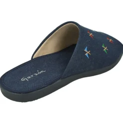 Garzon Chinelas|Zapatilla Chinela De Lona Algodon Con Estampado Banderas. Piso De Caucho Y Horma De Ancho Especial Marino