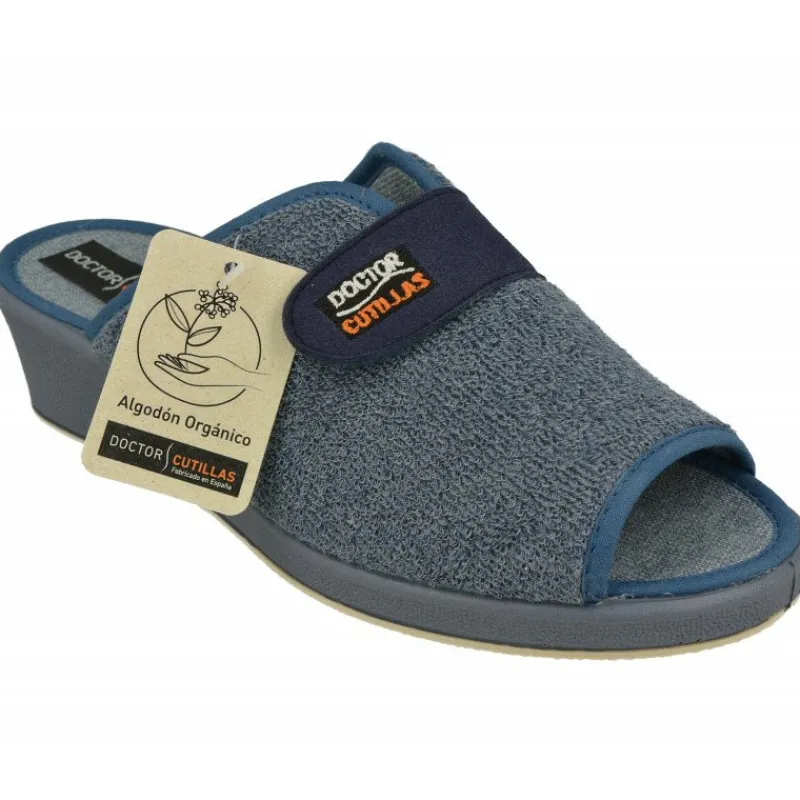 Doctor Cutillas Zapatillas De Casa|Zapatilla Chinela Del De Rizo Toalla Con Tira De Velcro Ajustable Y Piso De Cuna Esponja Confortable Azulon