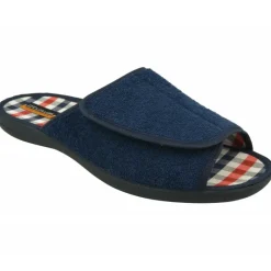 Doctor Cutillas Chinelas|Zapatilla Chinela Del Con Pala De Velcro Ajustable En Rizo Algodon Y Piso De Cacucho Ancho Especial Marino
