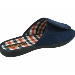 Doctor Cutillas Chinelas|Zapatilla Chinela Del Con Pala De Velcro Ajustable En Rizo Algodon Y Piso De Cacucho Ancho Especial Marino