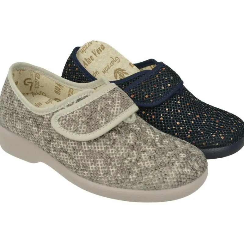 Garzon Zapatillas De Lona|Zapatilla De Velcro De De Lona Enrejillada Acolchada De Ancho Especial Con Piso De Caucho Antidesllizante
