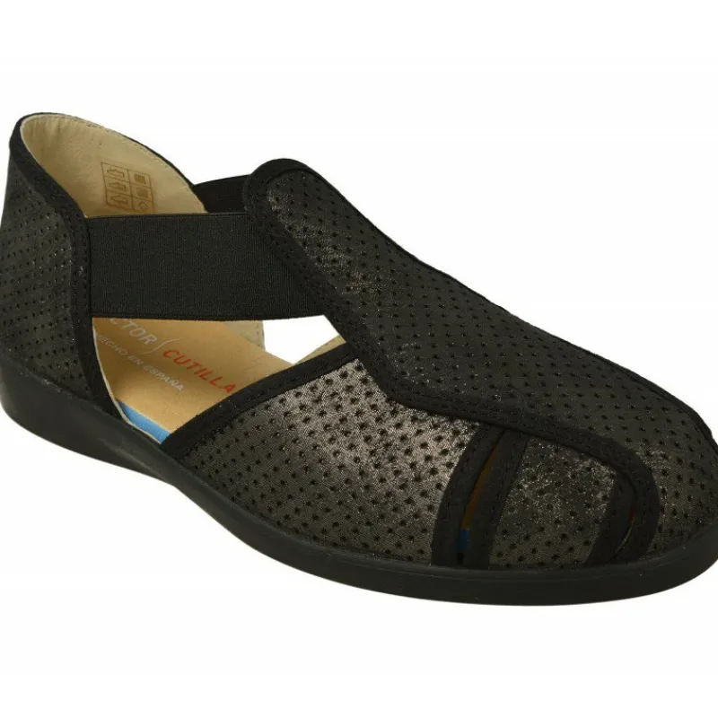 Doctor Cutillas Zapatillas De Calle|Zapatilla Mocasin Del En Tejido Brillos Picado Con Goma Elastica Ajustable Y Costados Abiertos. Piso De Caucho
