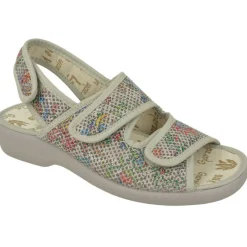 Garzon Zapatos Ancho Especial|Zapatilla Sandalia De Con Triple Tira De Velcro En Lona Estampada Y Horma De Ancho Especial Gris