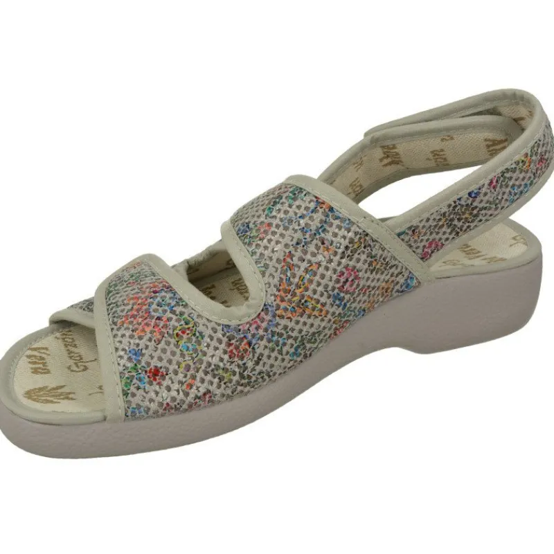 Garzon Zapatos Ancho Especial|Zapatilla Sandalia De Con Triple Tira De Velcro En Lona Estampada Y Horma De Ancho Especial Gris