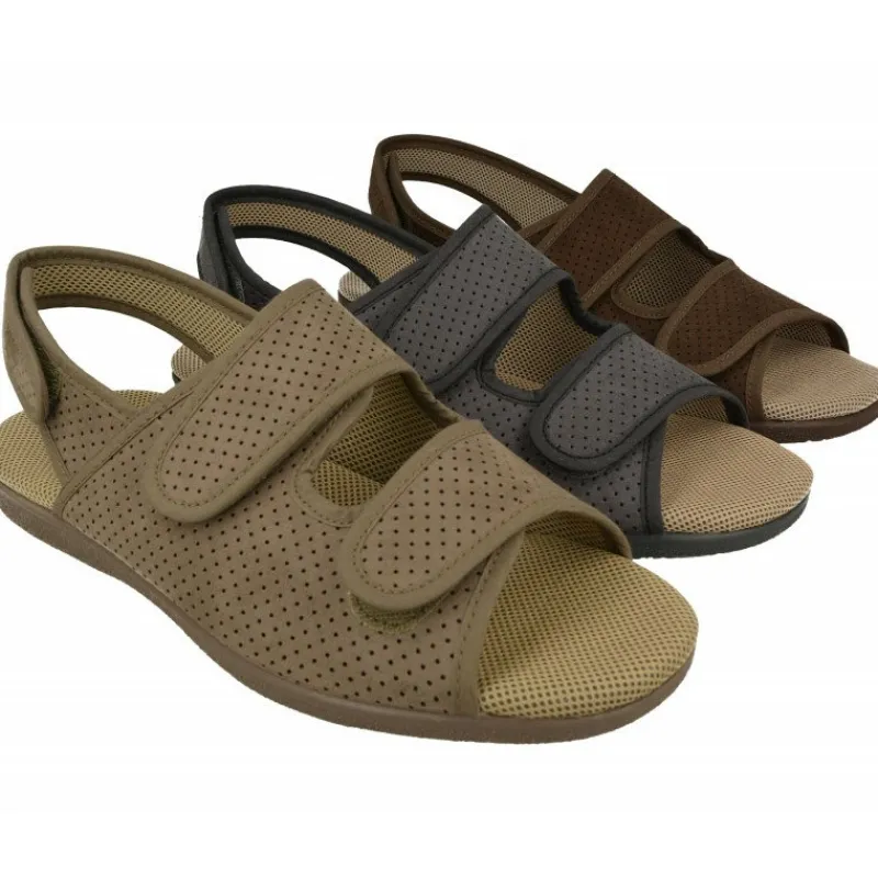 Garzon Zapatillas De Calle|Zapatilla Sandalia De Con Triple Velcro Ajustable En Tejido Bamara Picado Con Piso De Caucho Y Horma De Ancho Especial.