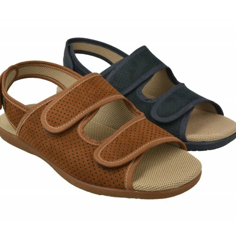 Garzon Zapatillas De Calle|Zapatilla Sandalia De Con Triple Velcro Ajustable En Tejido Bamara Picado Con Piso De Caucho Y Horma De Ancho Especial.