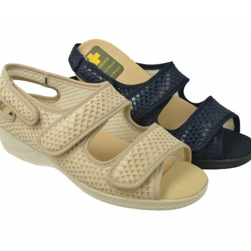 Doctor Cutillas Zapatillas De Calle|Zapatilla Sandalia Del Con Triple Velcro Ajustable En Tejido Elastico Grabada, Planta Movible Y Piso De Caucho