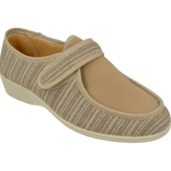 Doctor Cutillas Zapatos Ancho Especial|Zapatilla Velcro De De Lona De Algodon Con Estampado Rayas Y Pala De Licra Elastioca. Piso De Cuna De Caucho