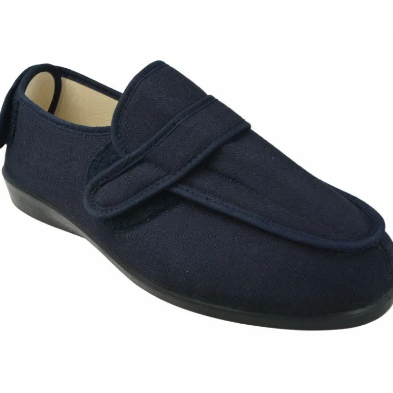 Doctor Cutillas Zapatillas De Calle|Zapatilla Velcro Del Velcro En Pala Y Talon Con Piso De Caucho Y Lona Para Pies Muy Anchos Y Sensible Marino