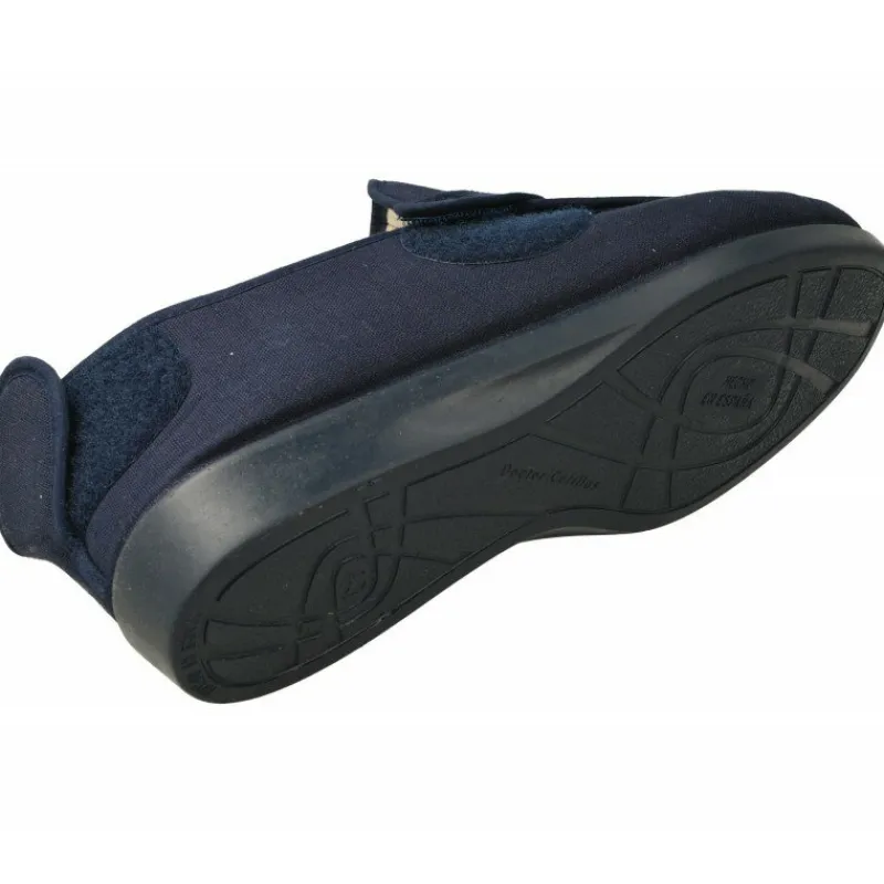 Doctor Cutillas Zapatillas De Calle|Zapatilla Velcro Del Velcro En Pala Y Talon Con Piso De Caucho Y Lona Para Pies Muy Anchos Y Sensible Marino