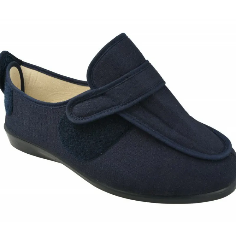 Doctor Cutillas Zapatillas De Calle|Zapatilla Velcro Del Velcro En Pala Y Talon Con Piso De Caucho Y Lona Para Pies Muy Anchos Y Sensible Marino