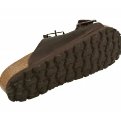 Calzamedi Sandalias|Zueco De De Doble Tira Ajustable En Piel Engrasada Y Planta Anatomica De Descanso Marron