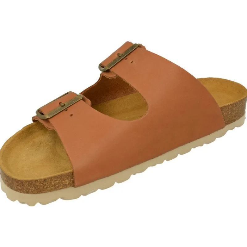 Garzon Sandalias|Zueco De En Piel Vacuna Con Doble Tira Hebilla Y Piso Anatomico De Piel Con Suela Microporosa Cuero