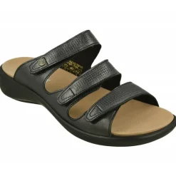WESTLAND BY JOSEF SEIBEL antes ROMIKA Sandalias|Zueco De Westland Antes Romika Con Triple Tira De Velcro Ajustable En Piel Grabada, Planta Extraible Y Piso Poliuretano.